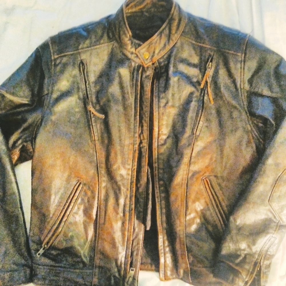 Vintage Frontier Leathers Unisex XL Leather Motorcycle Jacket